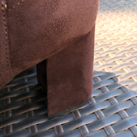 New Chocolate Brown Block Heel Platform Ankle Boots, Size 10, Women's - Picture 5 of 8